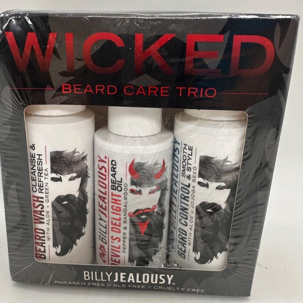 Billy Jealousy Wicked Beard Trio Kit NEW Wash Oil Smooth Cruelty Free USA